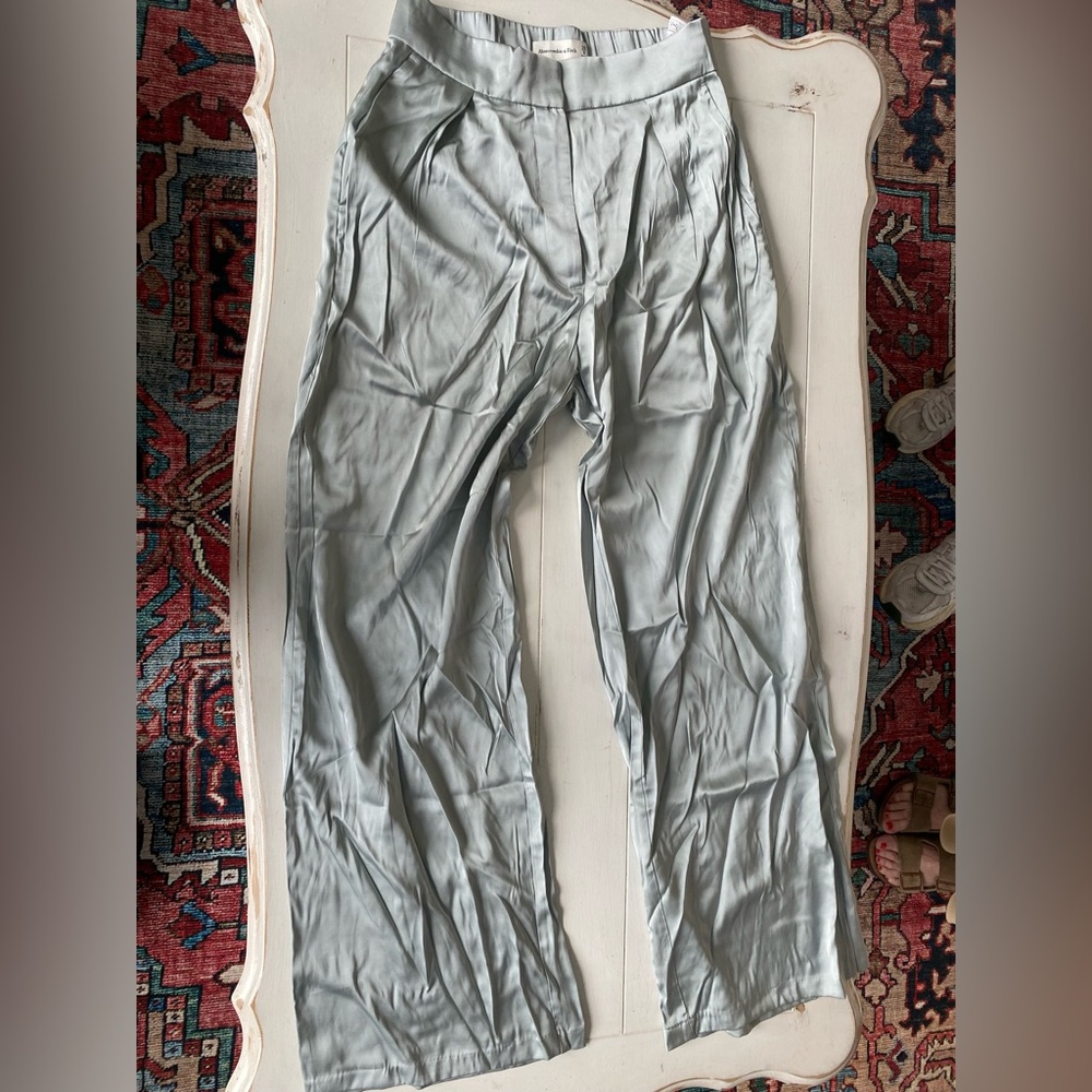 Mint satin pants